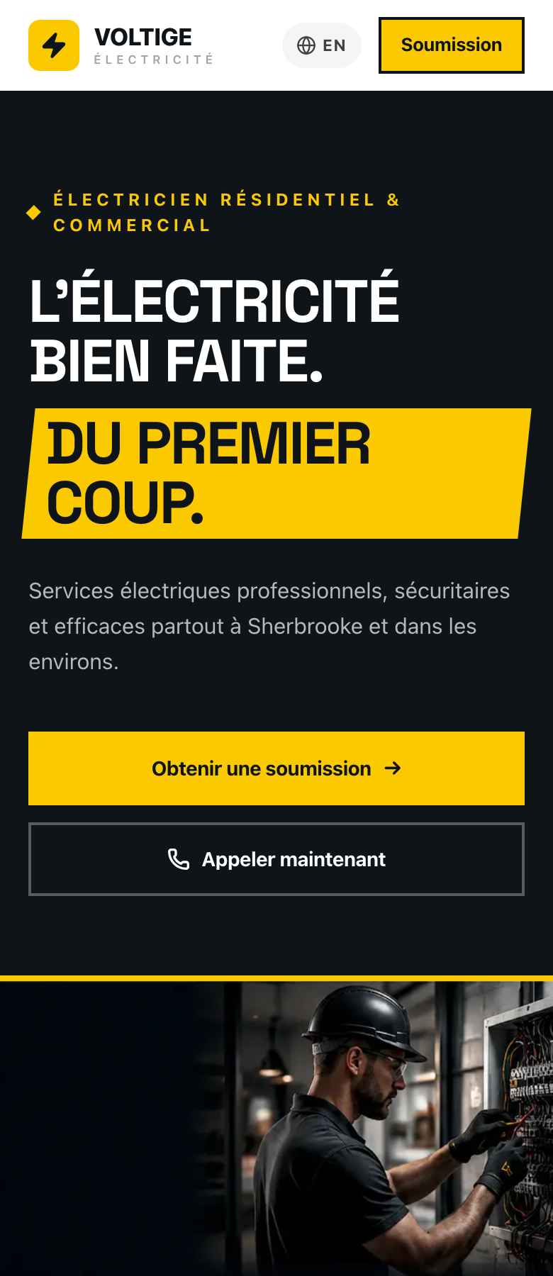 Aperçu d’un site d’électricien
